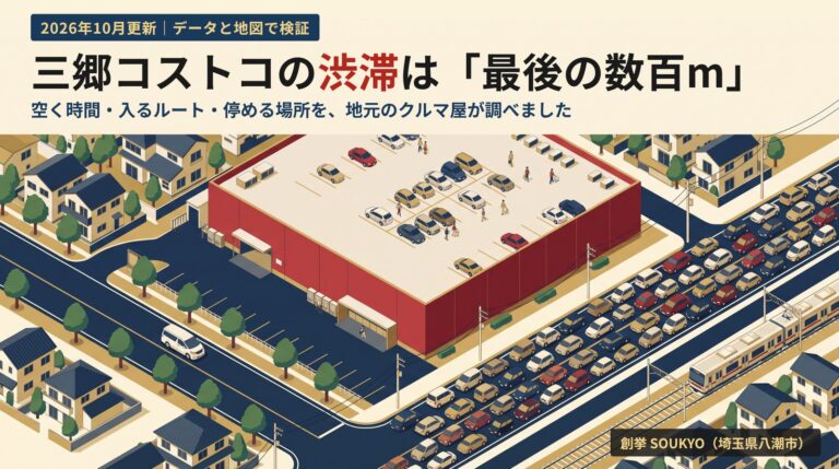 三郷コストコの渋滞は最後の数百m。空く時間・入るルート・停める場所